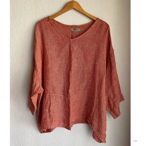 Flax Women's Rust Linen Blouse